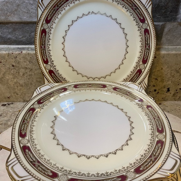 Vintage Gold , Maroon And Cream Royal Ambassador “ Marion”7 1/4” Set Of 4 Plates - Picture 1 of 4